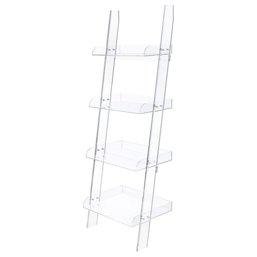 Amaturo 4-Shelf Acrylic Ladder Bookshelf in Clear