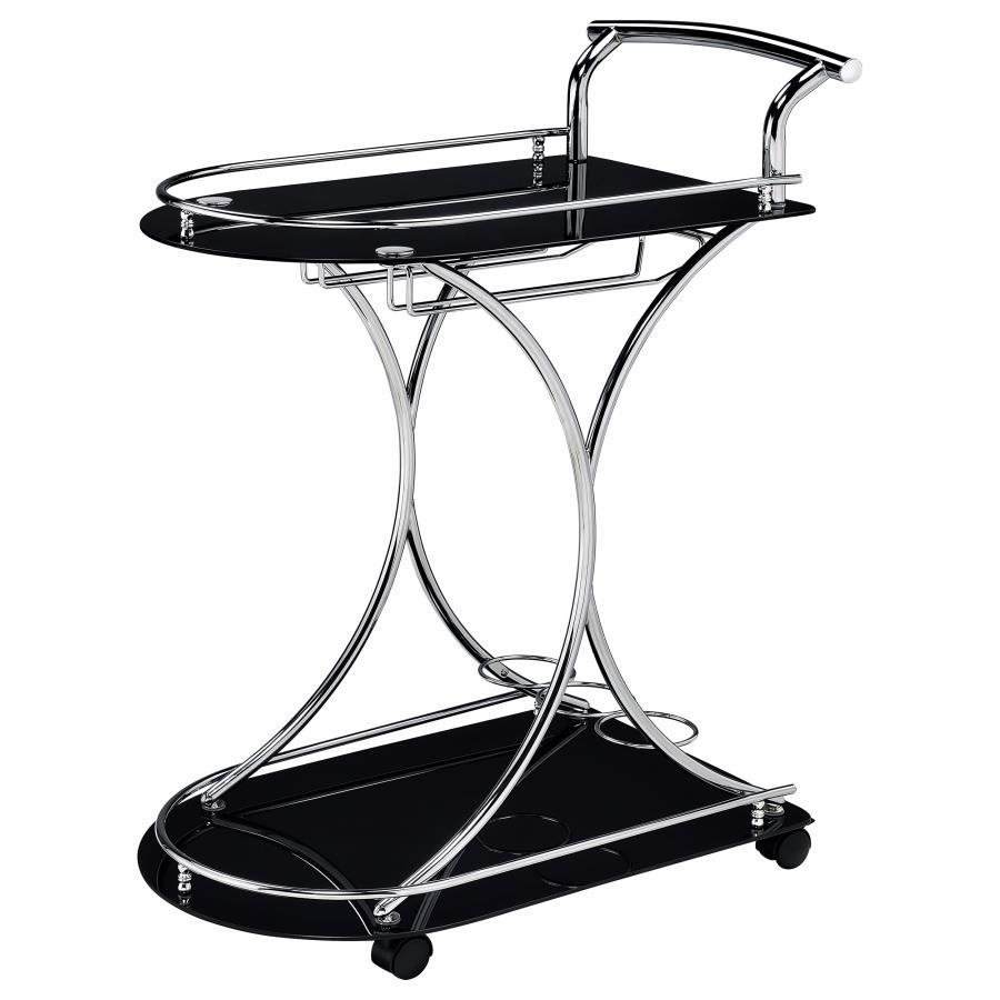 Elfman 2-Tier Glass Shelf Metal Bar Cart