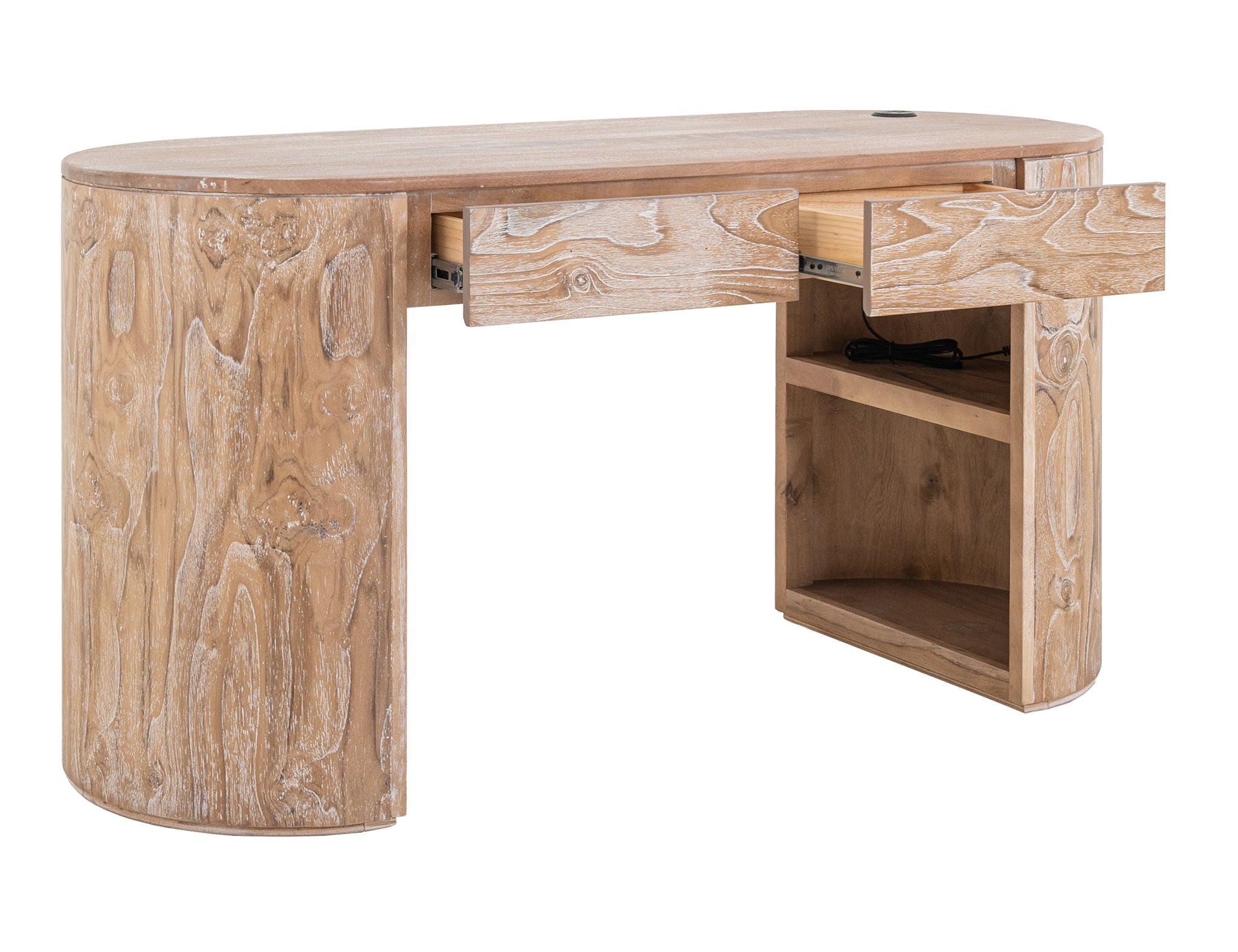 Balam 2-Drawer Desk in Ivory White