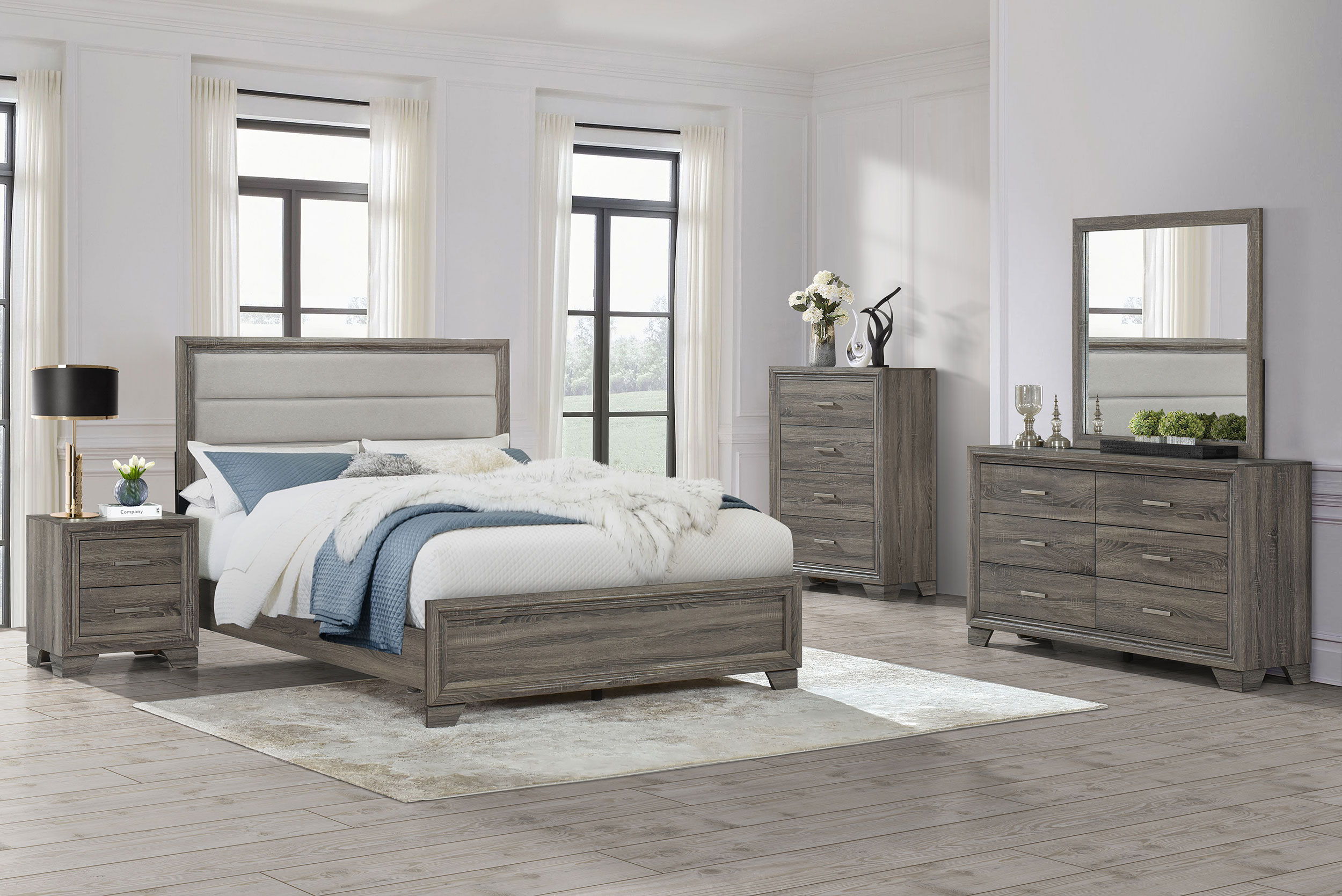Wright Bedroom Set in Brown Oak