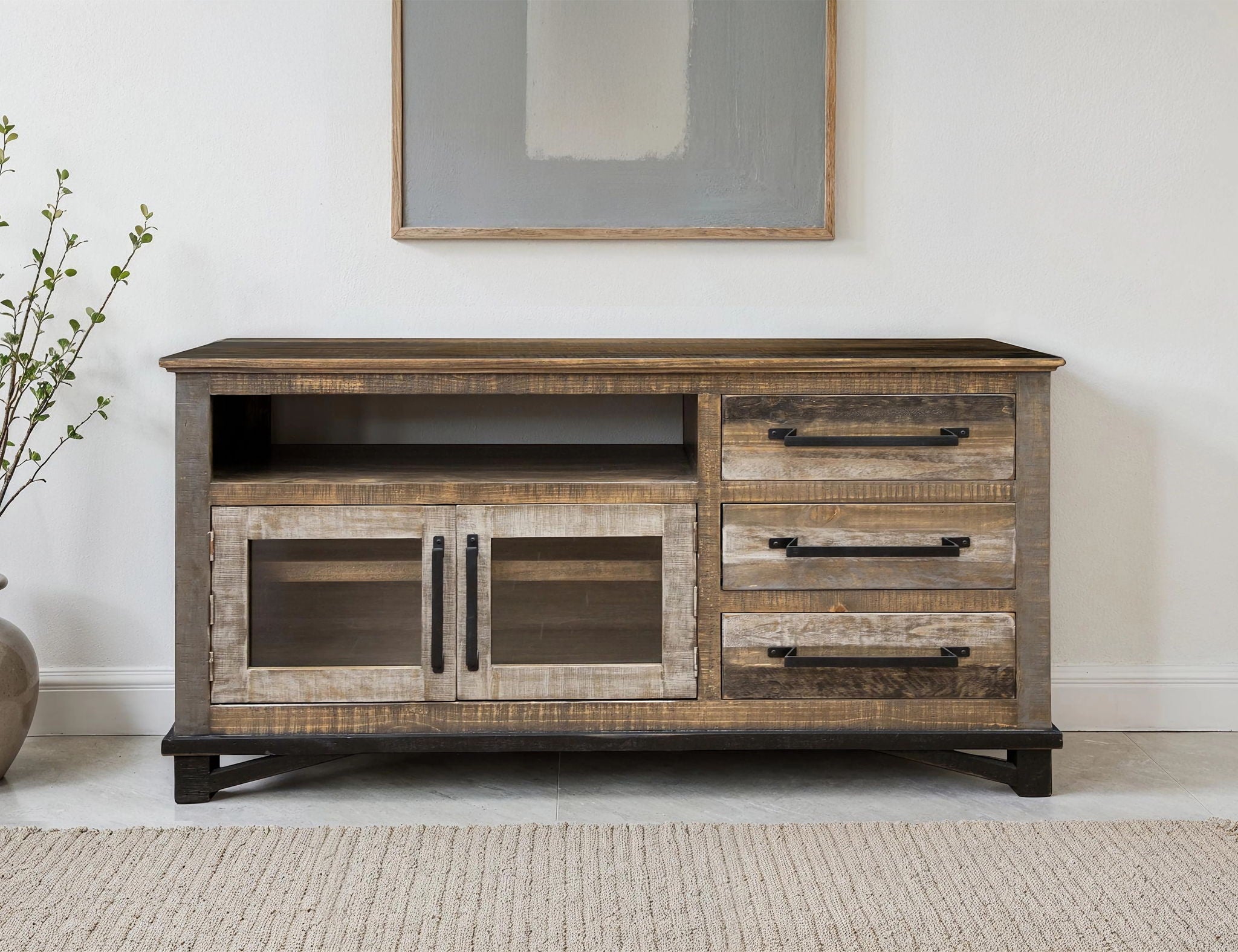 Loft TV Stand / Console in Two Tone Gray/Brown