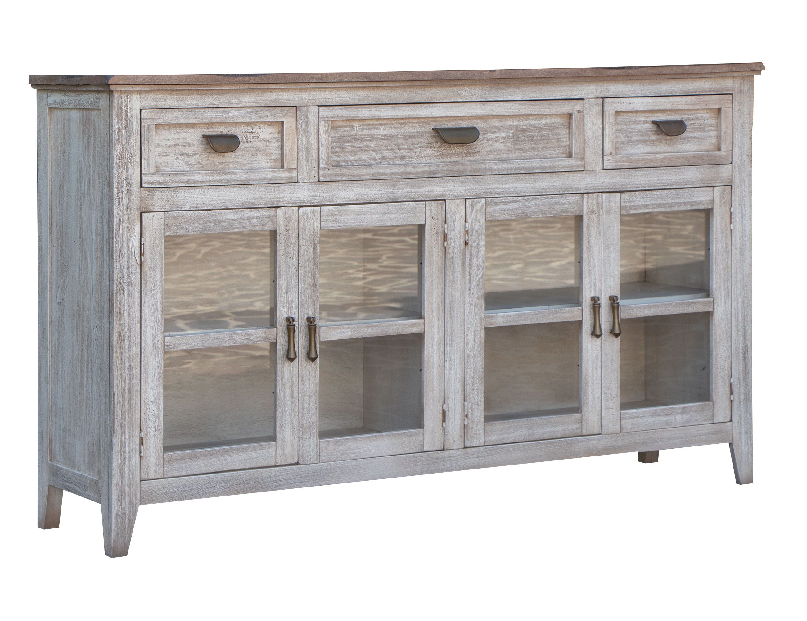 Sahara 3 Drawer 4 Glass Door Console