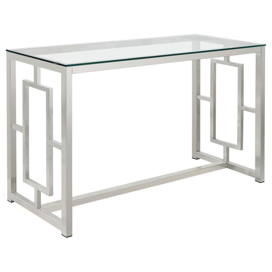 Merced Glass Top Metal Entryway Console Table