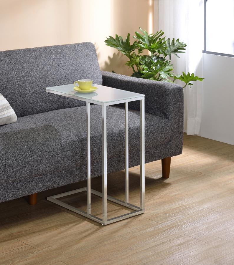 Stella Glass Top C-Shaped Sofa Side Table