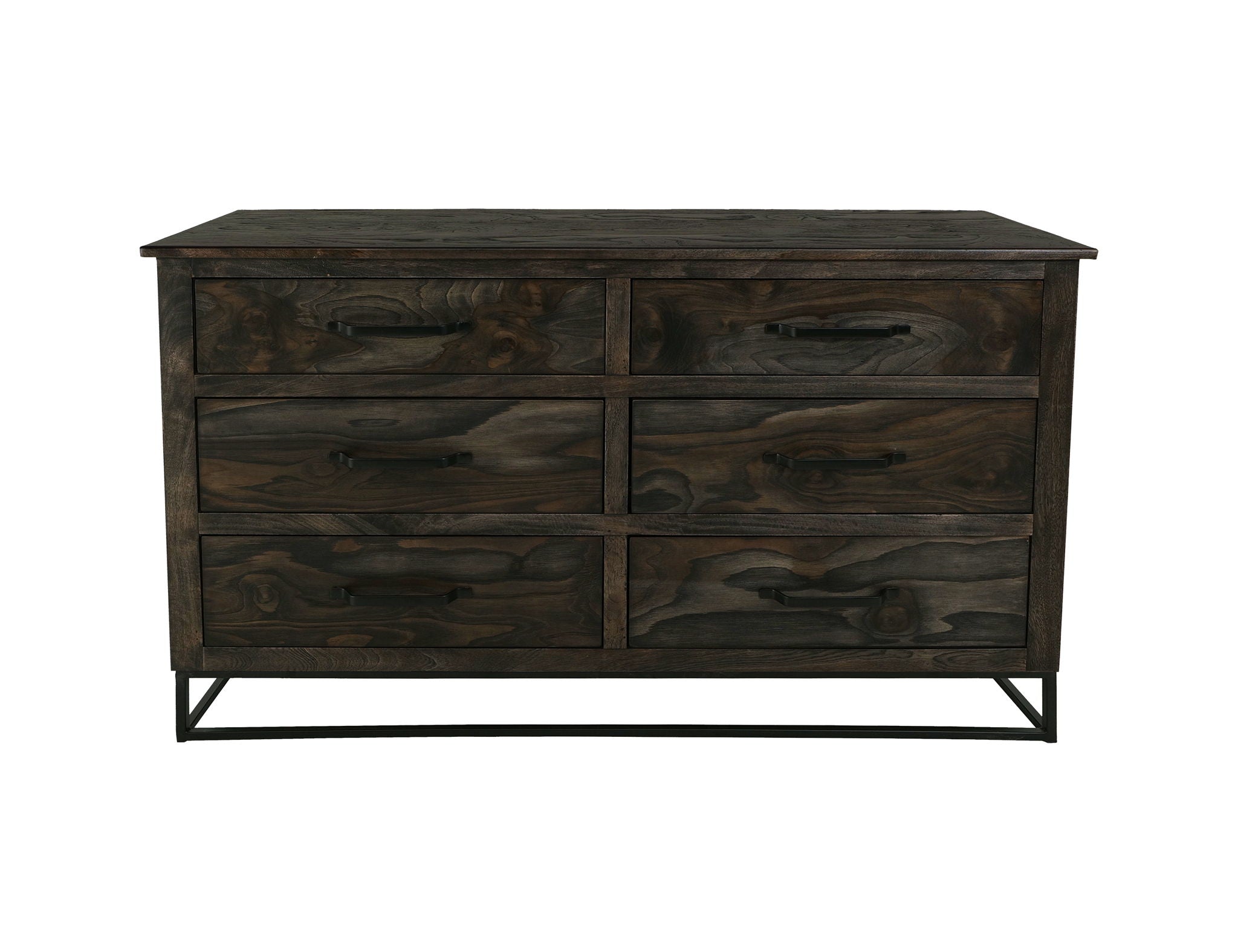 Teak Dresser Oil Black – 6 Drawer