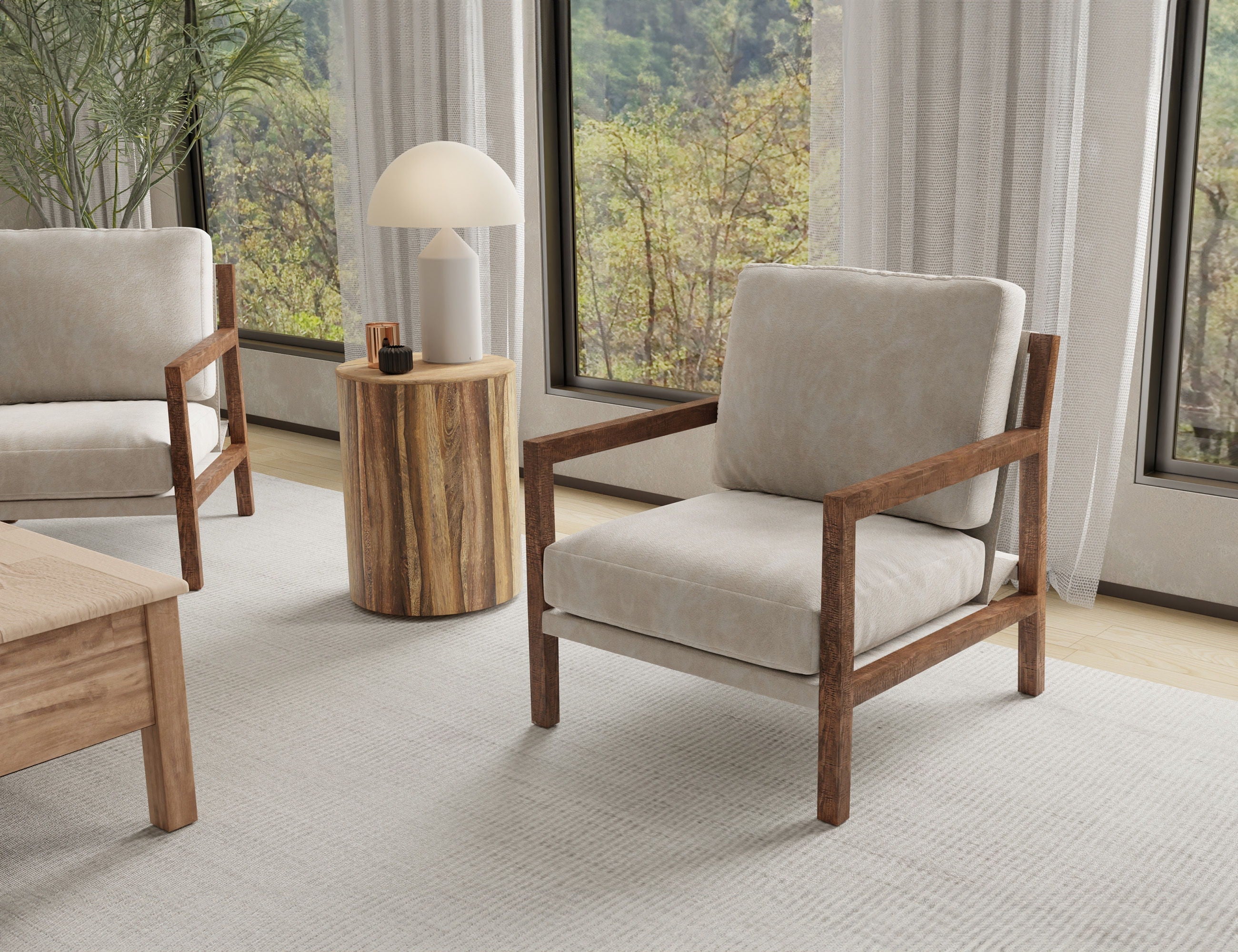Milan Armchair – Elegant Solid Wood Frame