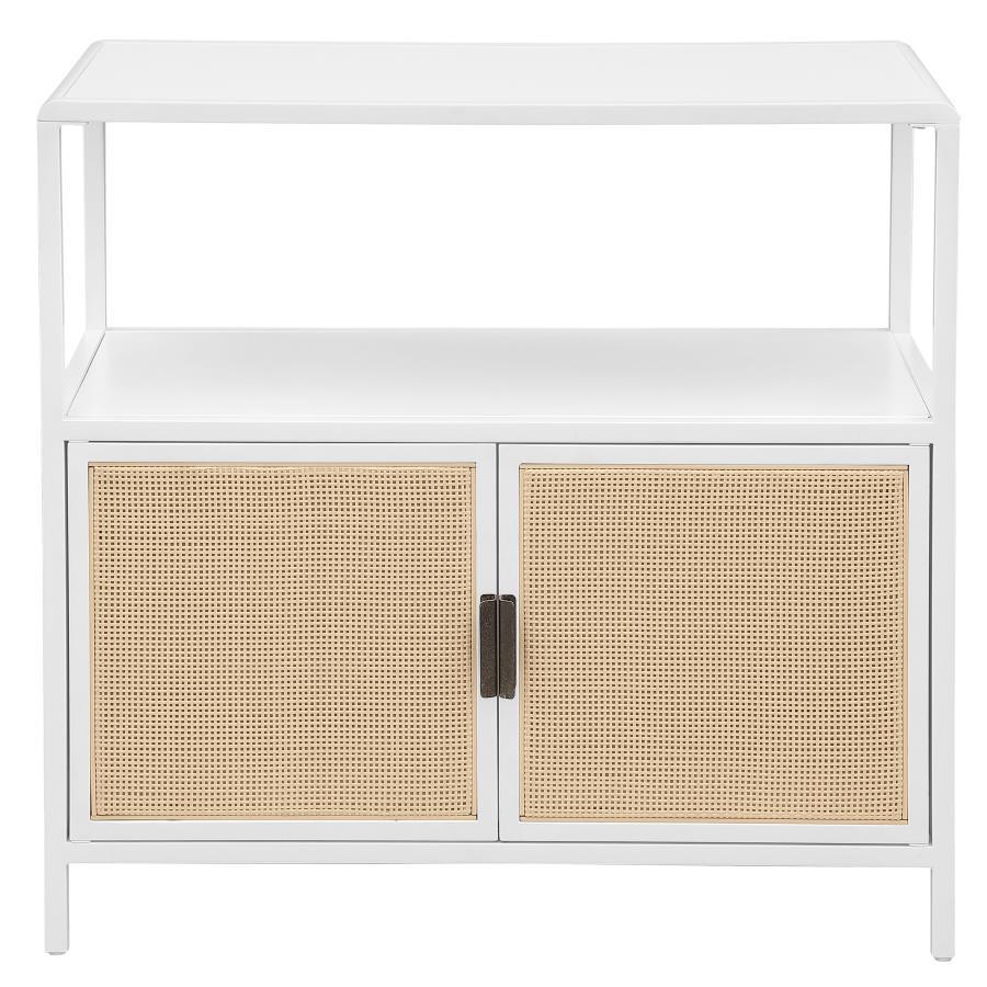 Amherst 2-Door Radio Weave Cane Metal Accent Cabinet