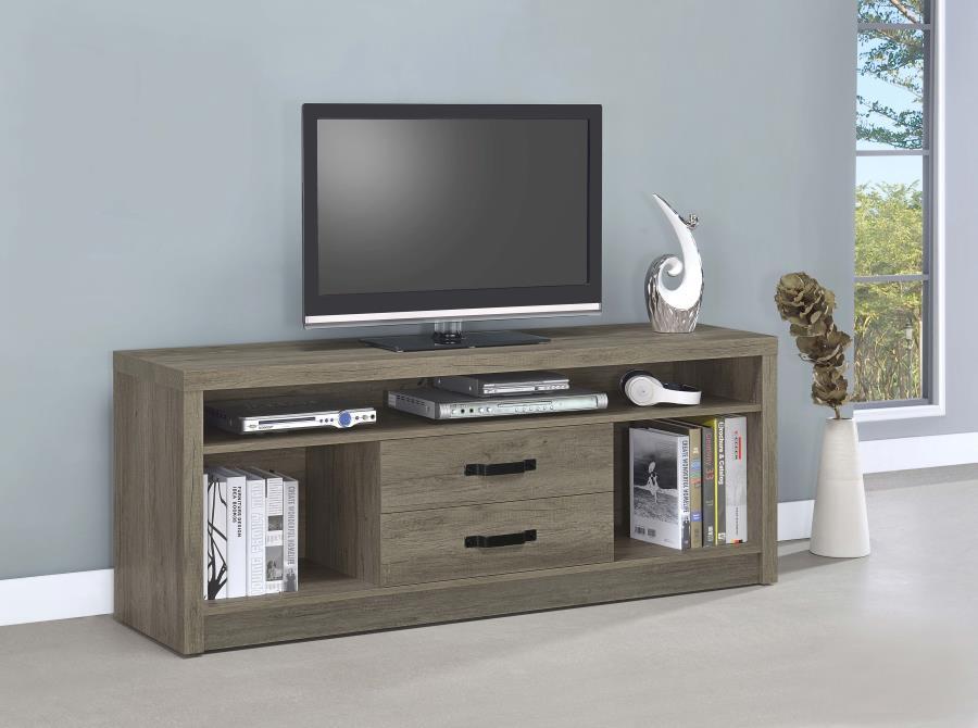 Burke 59" 2-Drawer TV Stand in Gray Driftwood