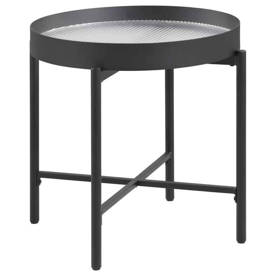 Ozella Round End Side Table With Recessed Top