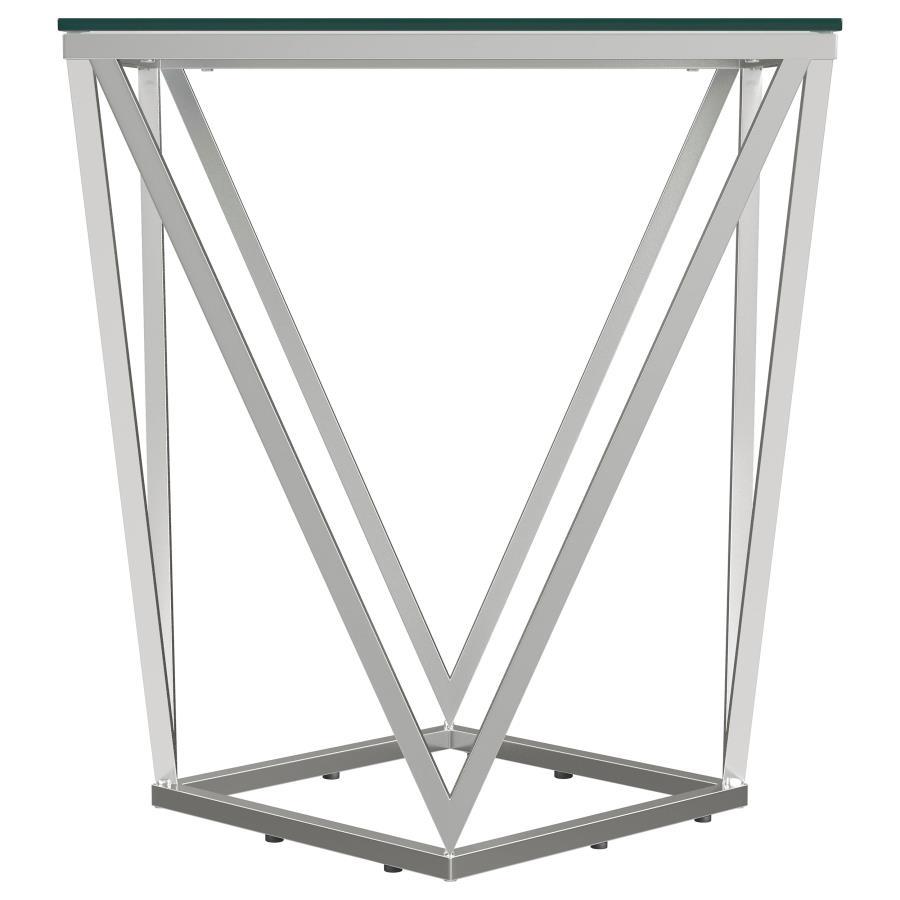 Brittania - Square Glass Top Geometric End Table