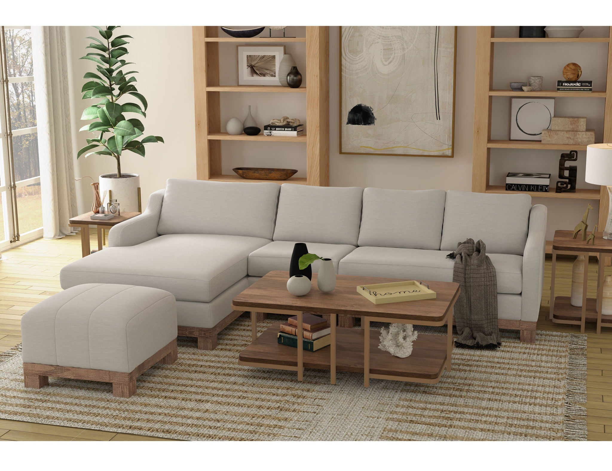 Samba Right-Arm Loveseat in Ecru Beige