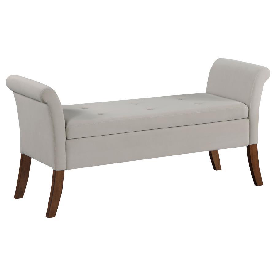 Farrah Velvet Upholstered Rolled Arm Storage Bench