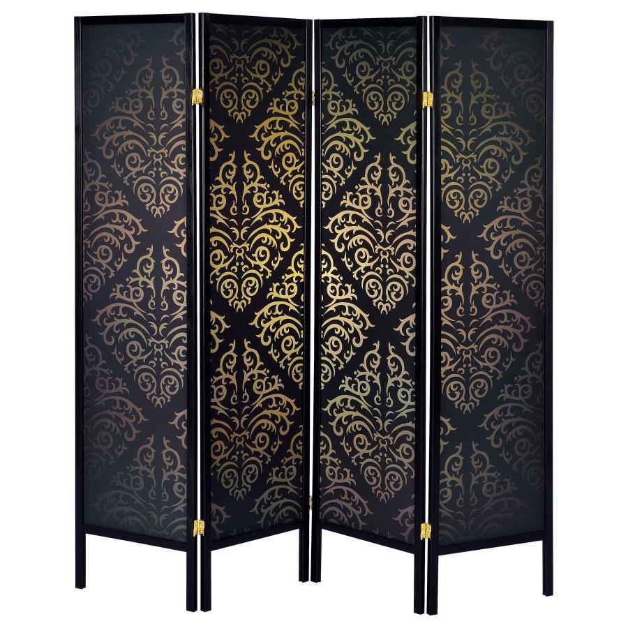 Haidera 4-Panel Folding Room Divider with Black