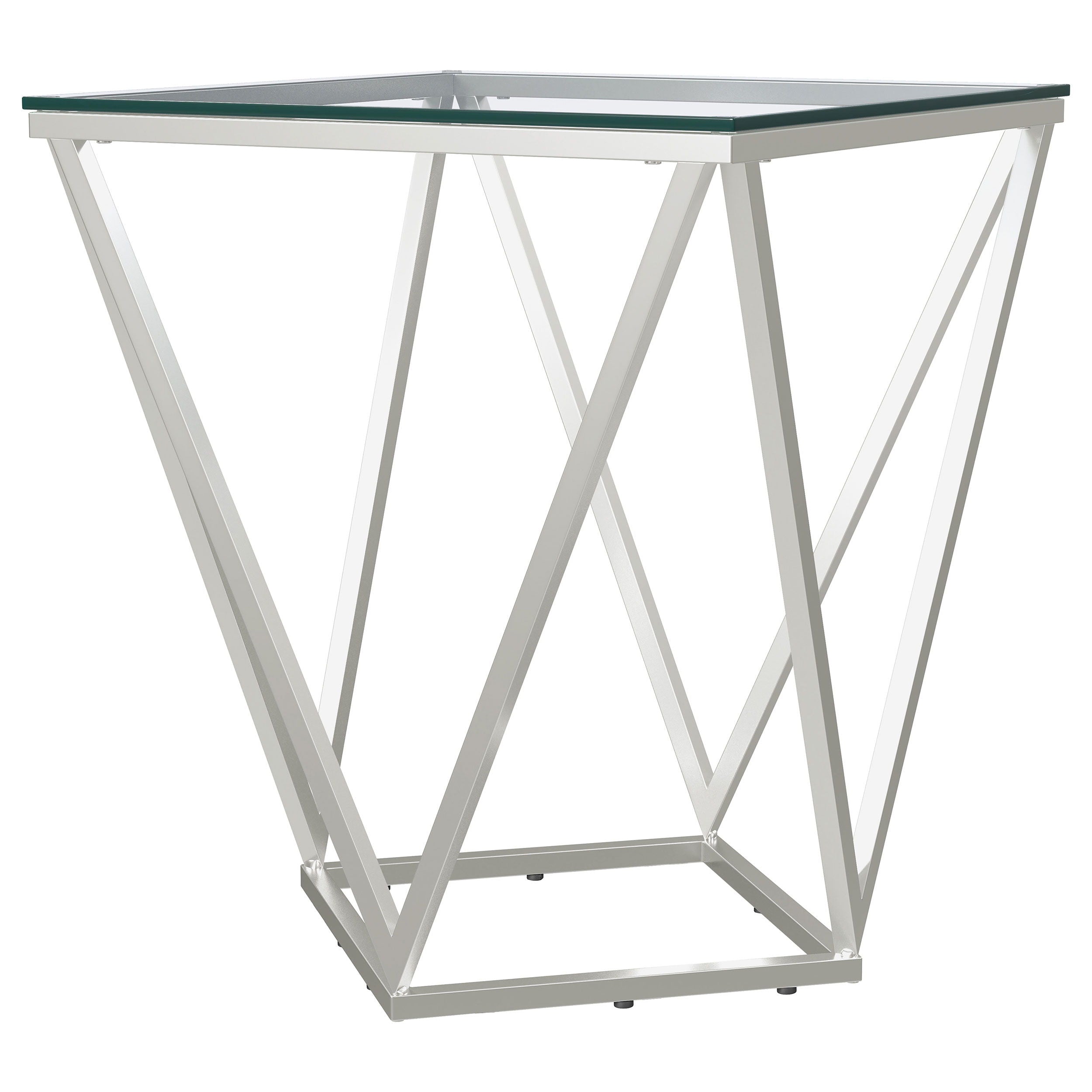 Brittania - Square Glass Top Geometric End Table