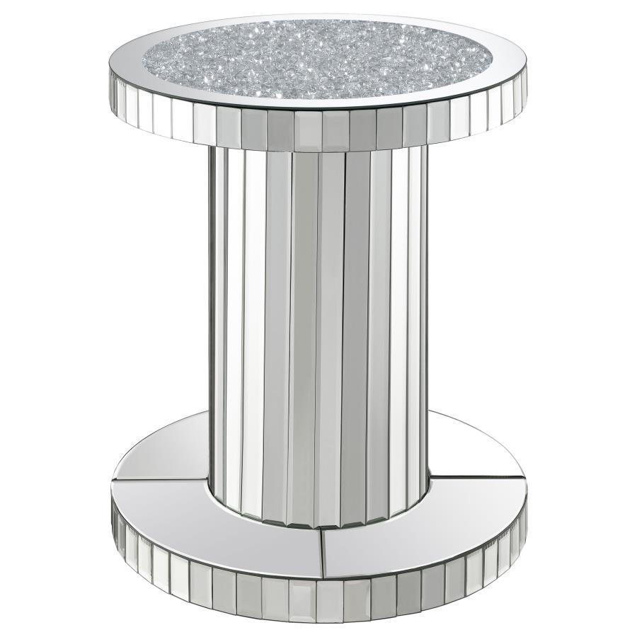 Dorielle Round Mirrored Acrylic Crystal Side Table