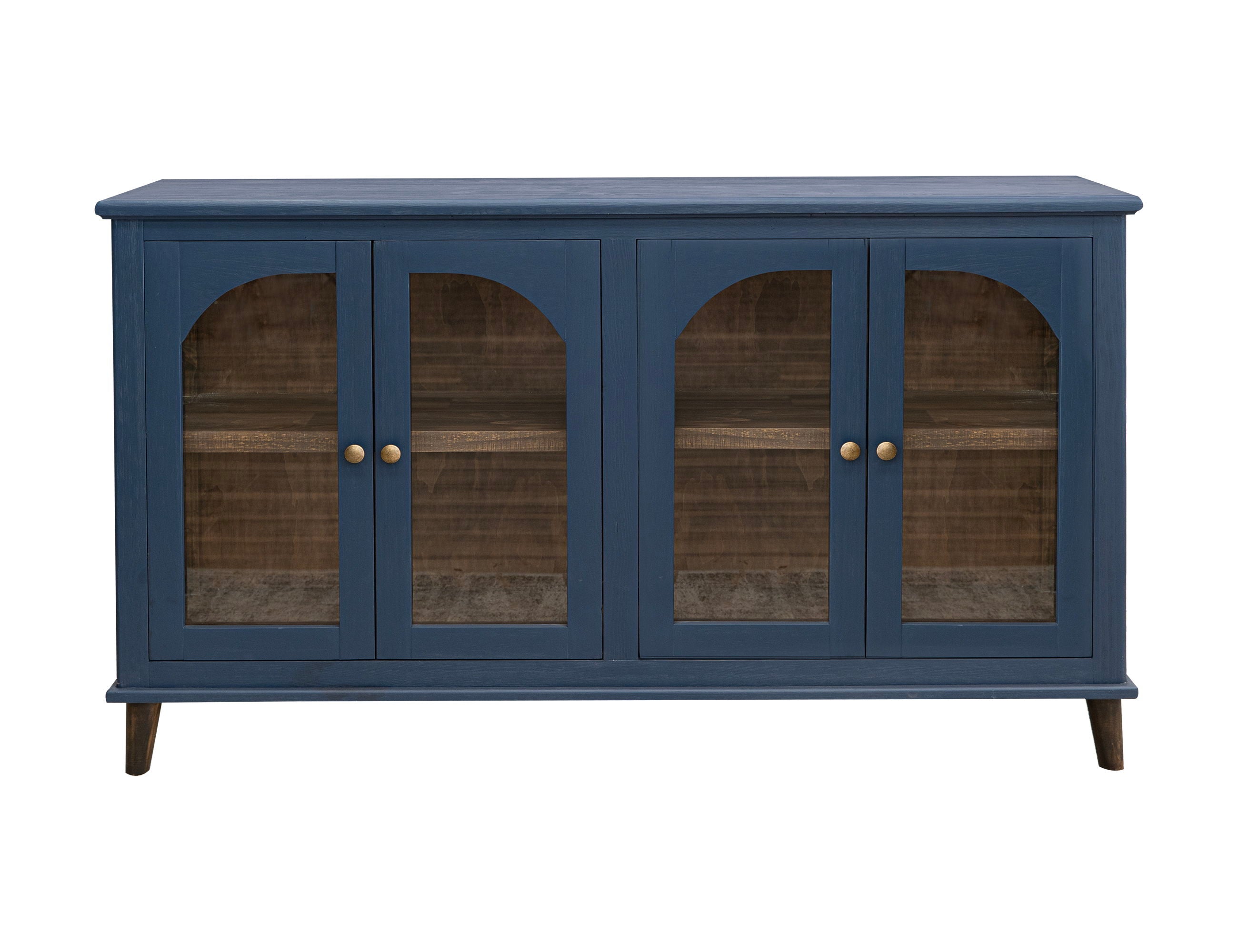 Genova Console 4 Glass Doors Lightly Distressed Pine
