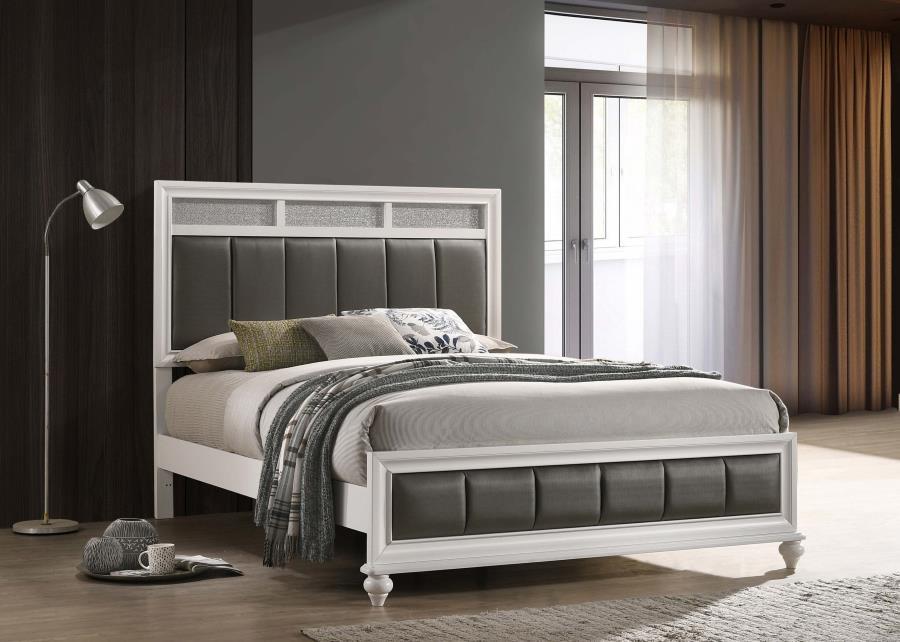 Barzini Upholstered Panel Bed in White