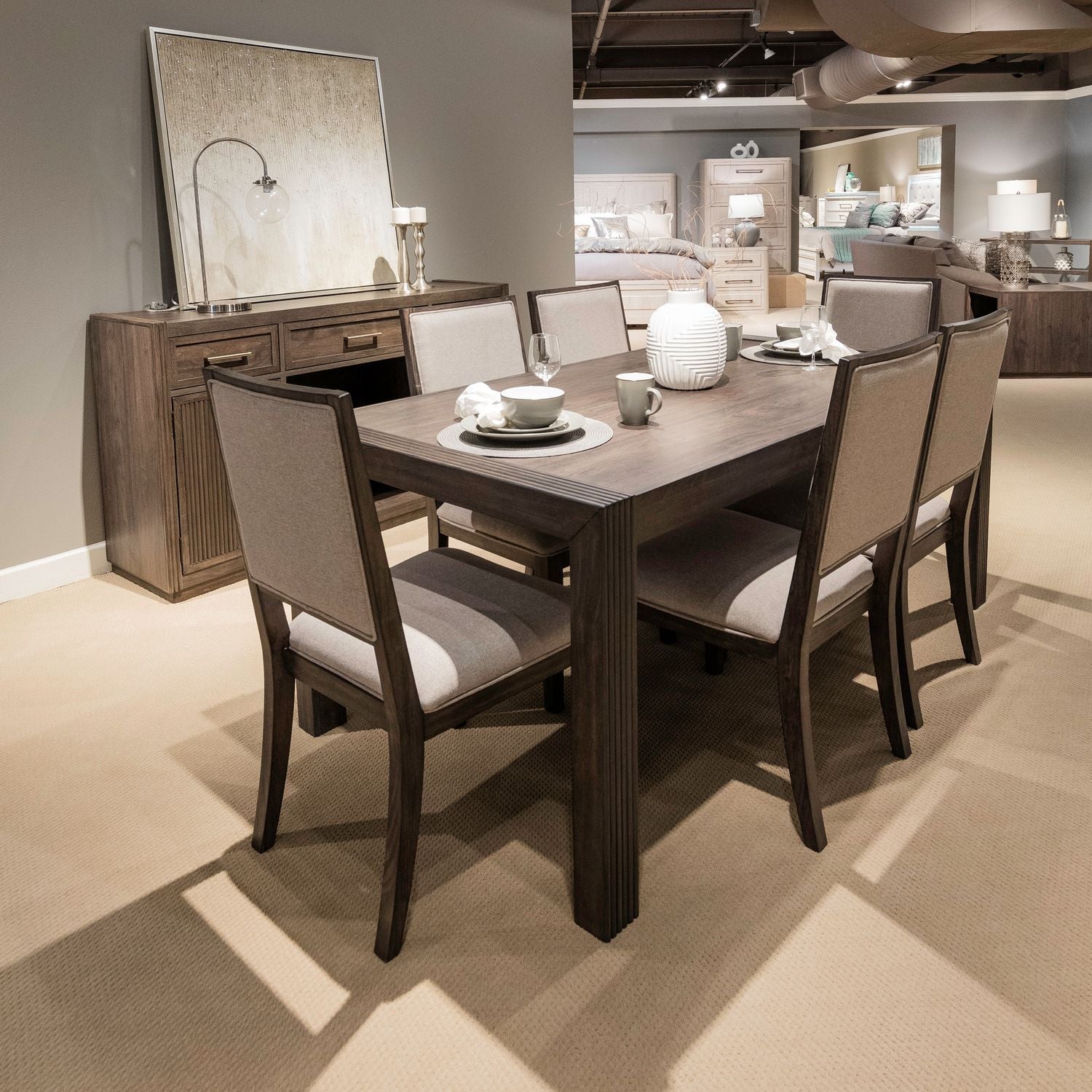 Modern Edge Rectangular Table Set