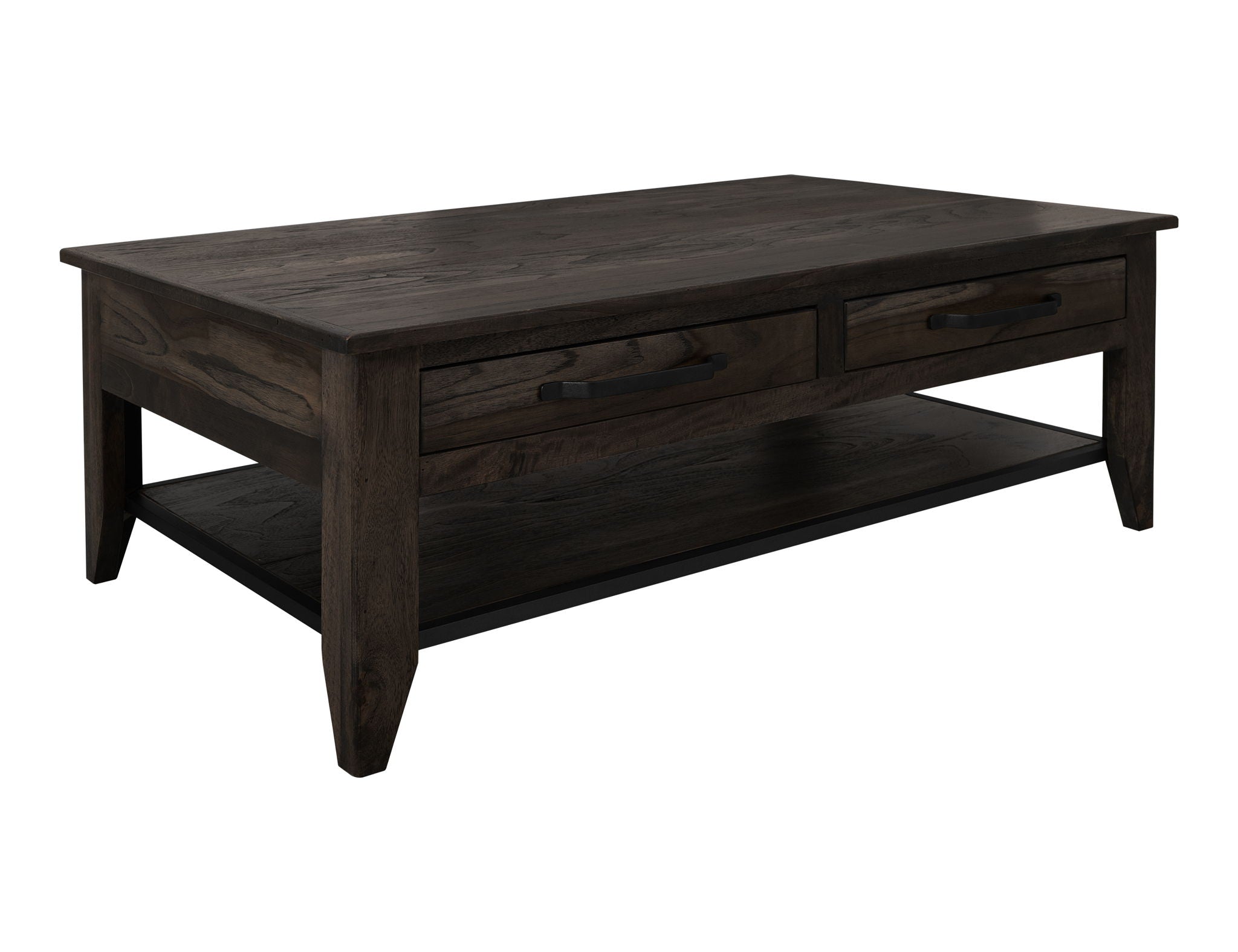 4 Drawer & 1 Shelf Teak Cocktail Table Oil Black