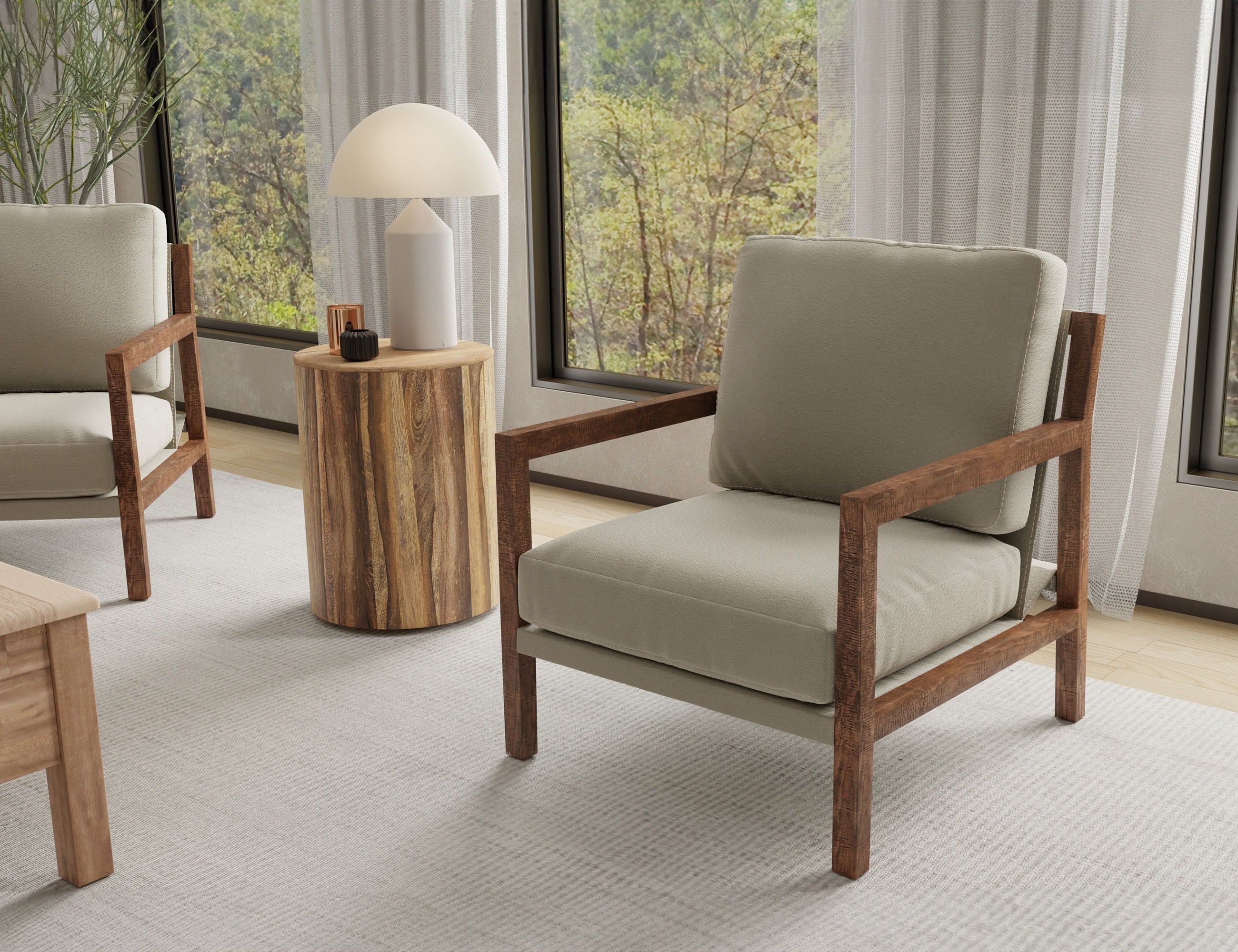 Milan Arm Chair with Solid Wood Frame