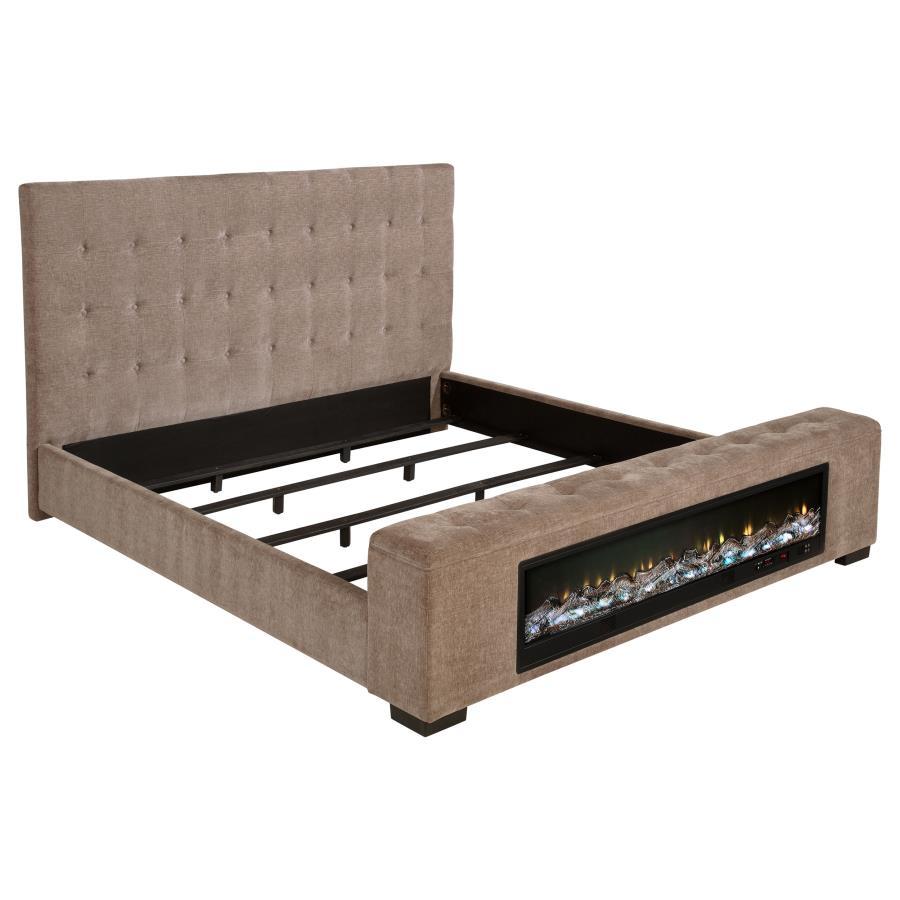 Senna Upholstered Audio Flame Visualizer Bed in Brown