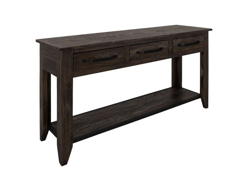Teak Sofa Table 3 Drawer & 1 Shelf Oil Black