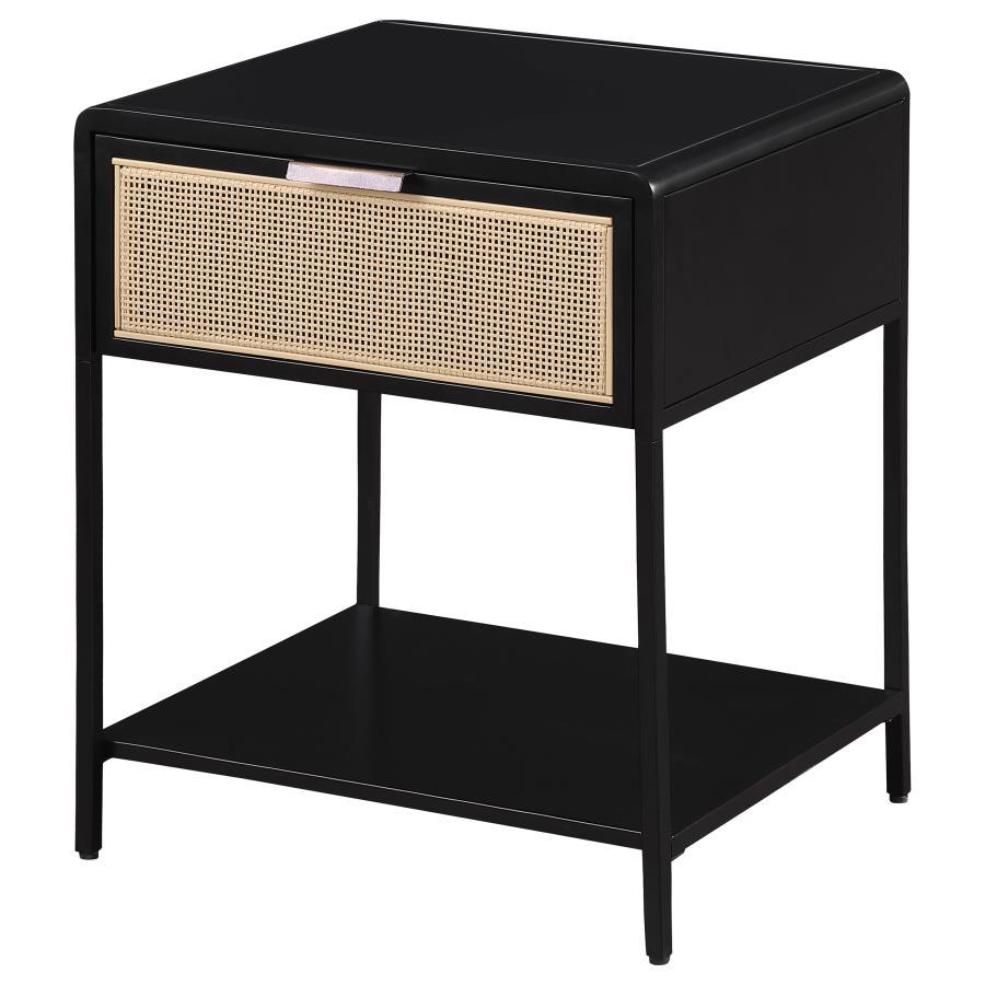 Amherst 1-Drawer Radio Weave Rattan Metal Side Table