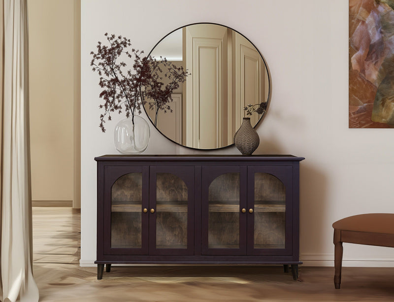 Genova Console 4 Glass Doors Lightly Distressed Pine