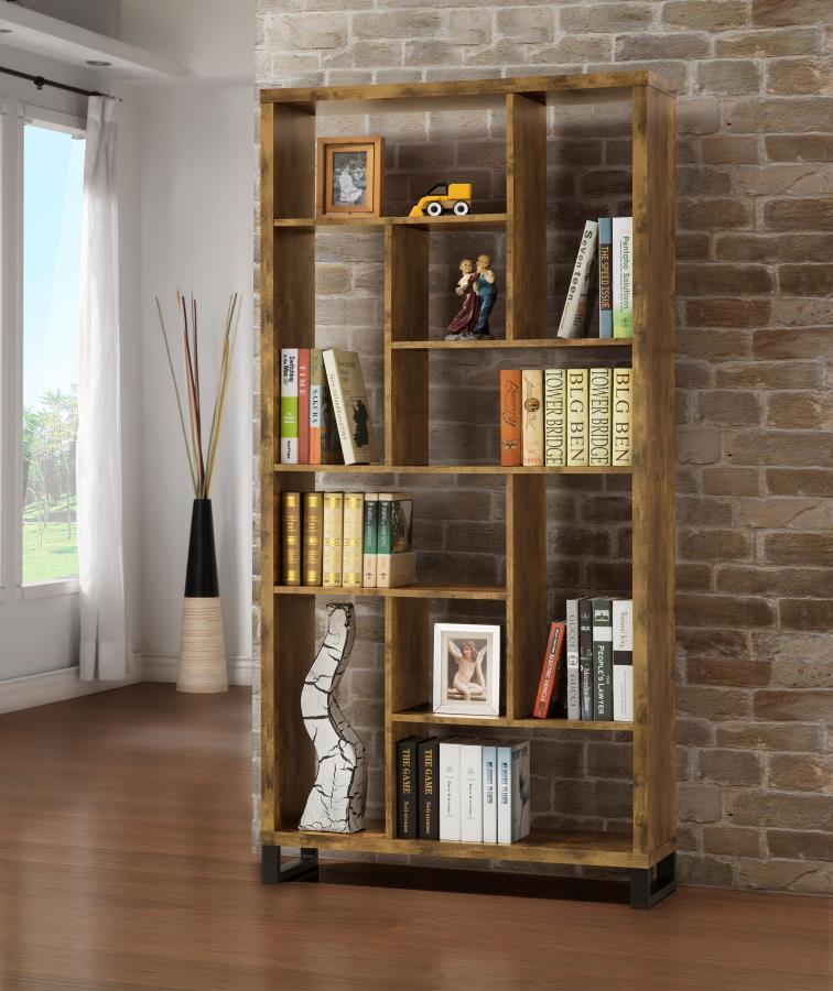 Delwin - 6-Shelf Bookshelf in Rustic Nutmeg
