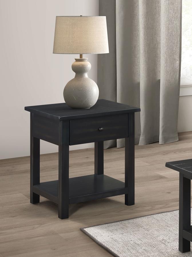 Payne 1-Drawer Wood End Table with Shelf