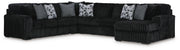 Midnight-Madness Sectional with Chaise - Onyx