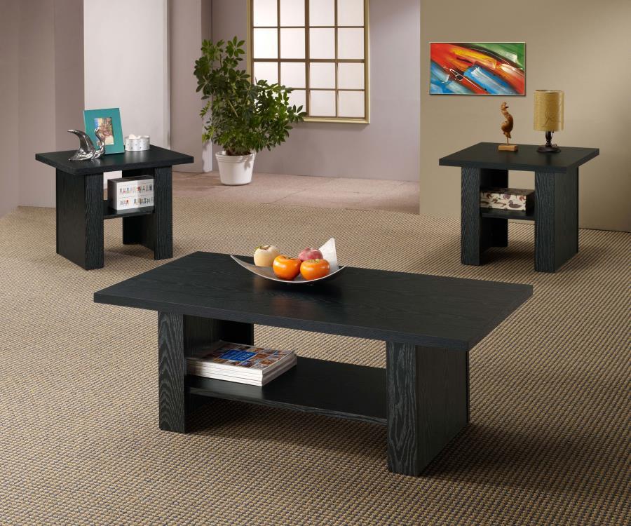 Rodez Black Oak 3-Piece Engineered Wood Coffee Table Set