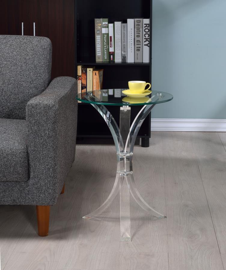 Laning Round Glass Top Acrylic Side Table
