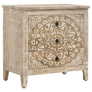 Mariska - 3-Drawer Wood Mandala Cabinet