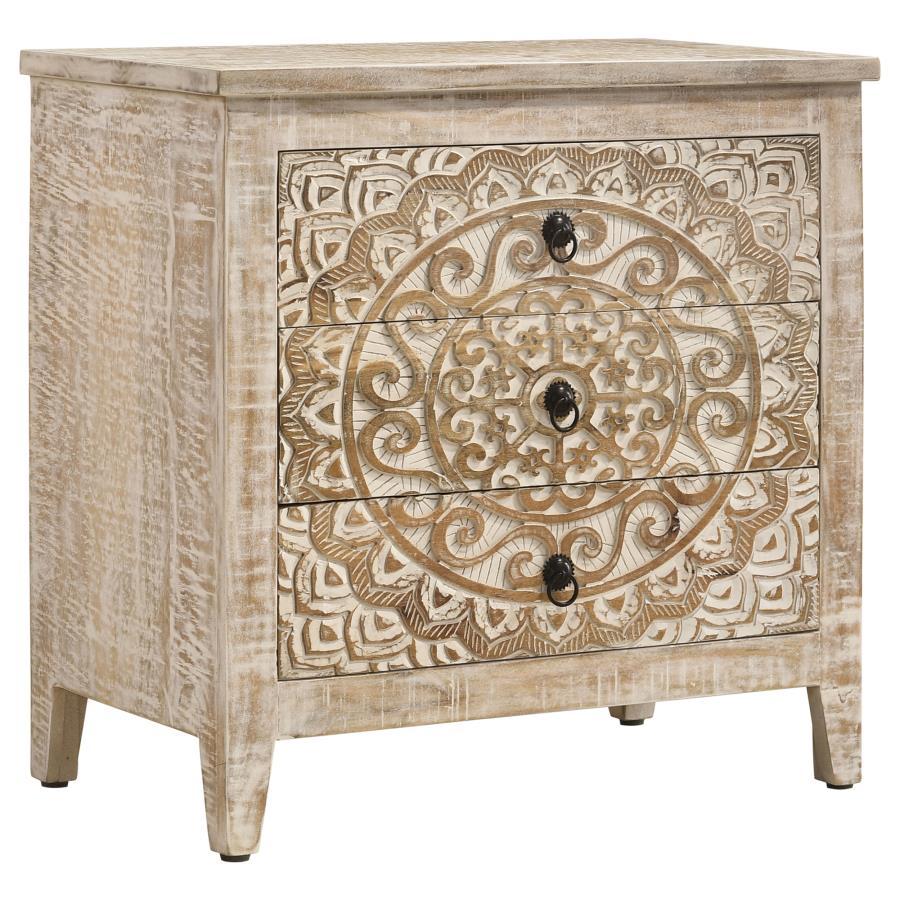 Mariska - 3-Drawer Wood Mandala Cabinet