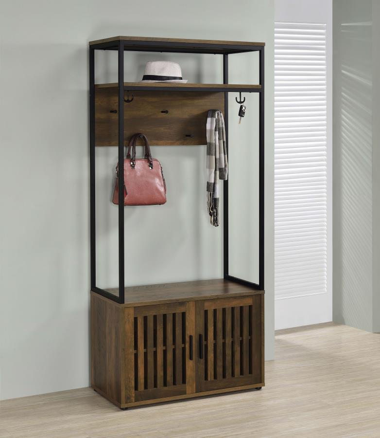 Quincy 2-Door Coat Rack Hall Tree Storage Bench