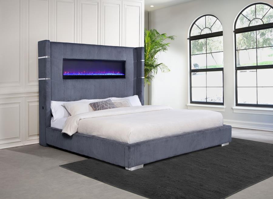 Tisdall Queen Upholstered Fireplace Bed