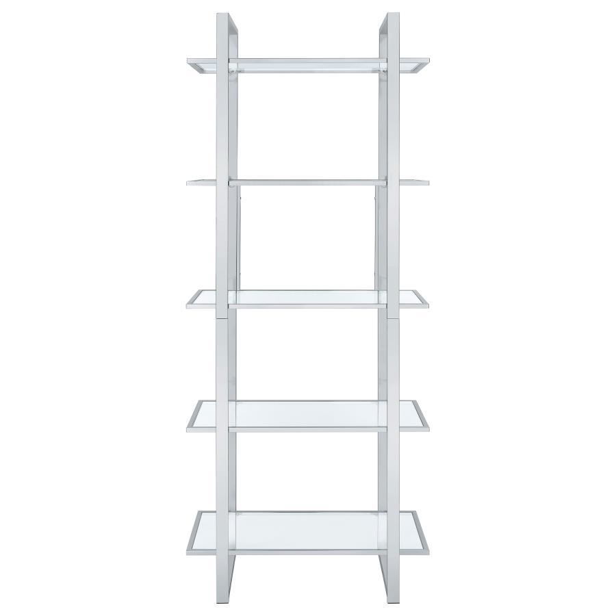 Hartford 5-Shelf Glass Bookshelf