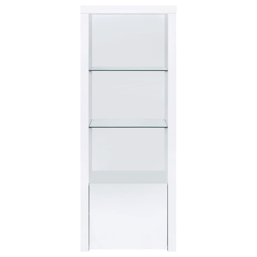 Jude 3-Shelf High Gloss White Media Tower with Glass Shelves