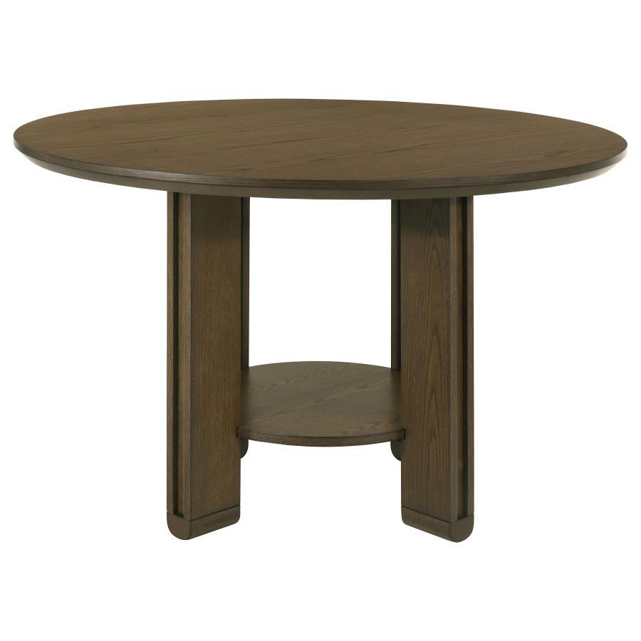 Ottowa Round Wood Dining Table with Lower Shelf