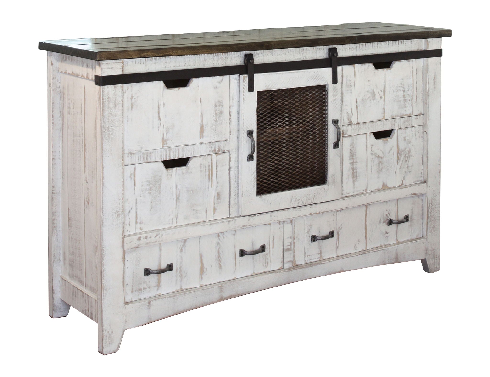 Rustic white antique Pueblo dresser