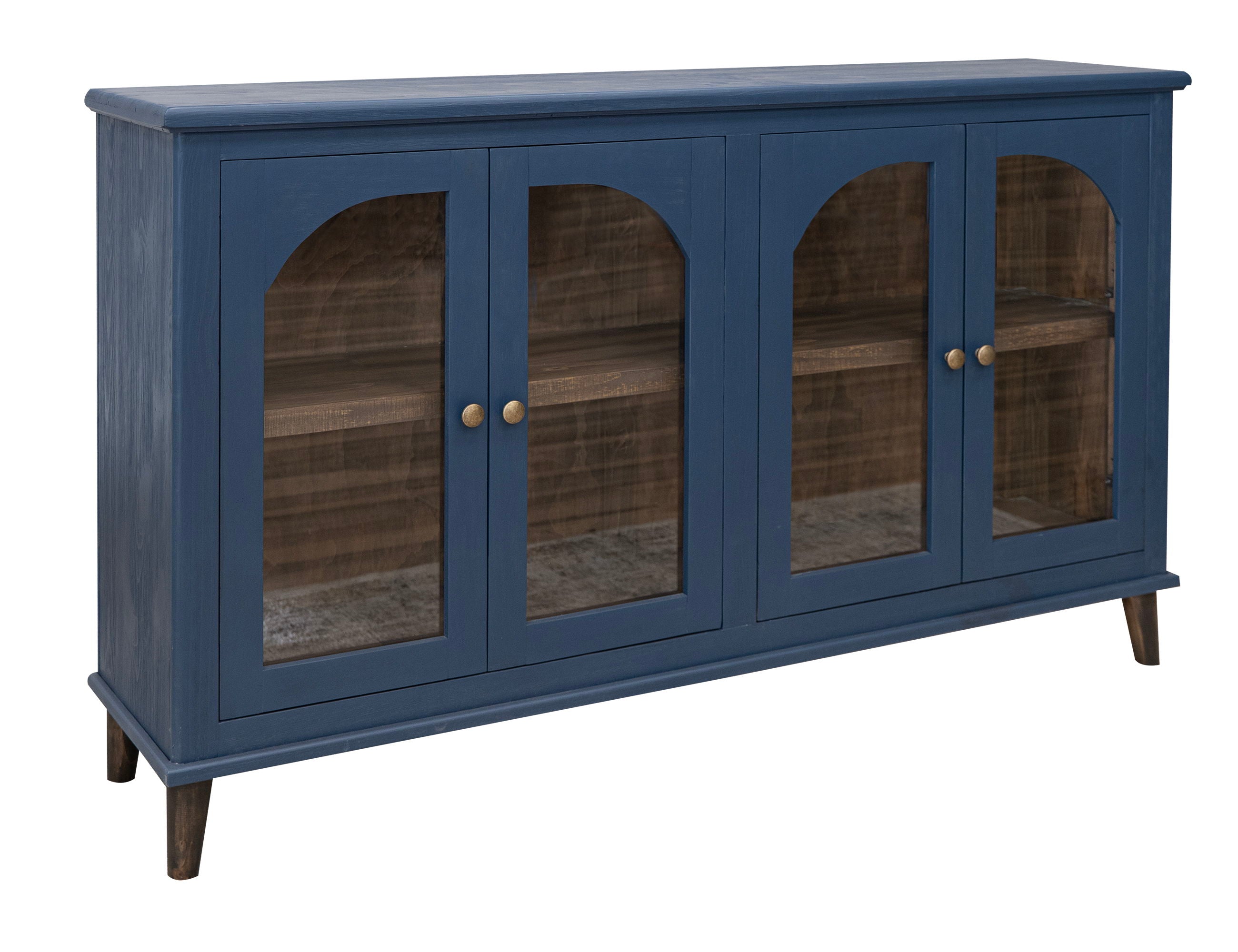 Genova Console 4 Glass Doors Lightly Distressed Pine