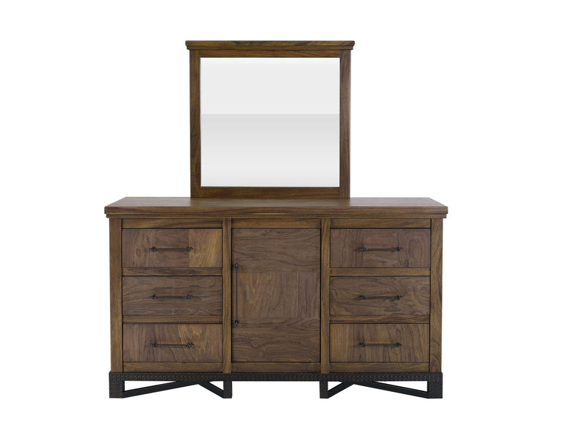 Walnut - Dresser - Walnut Brown - 6 Drawers & 1 Door