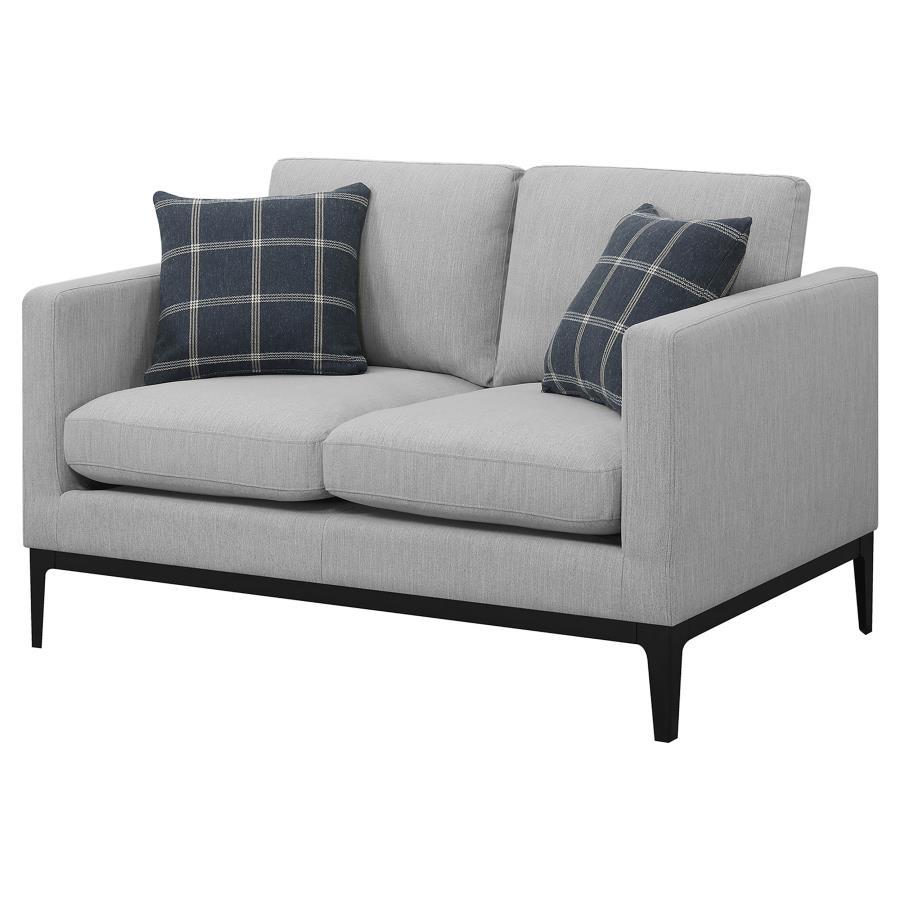 Apperson Upholstered Track Arm Loveseat in Light Gray