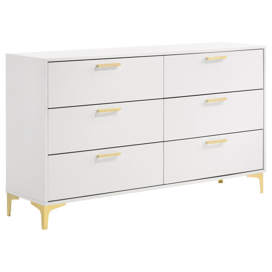 Kendall 6-Drawer White Dresser