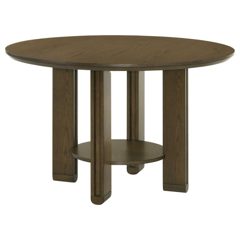Ottowa Round Wood Dining Table with Lower Shelf