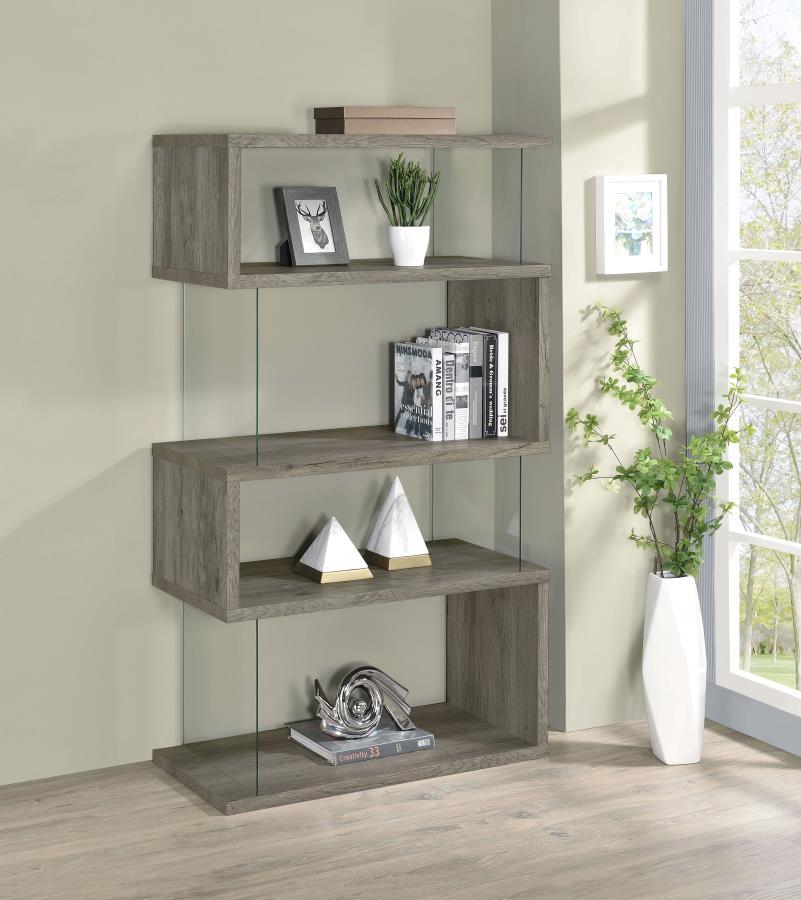 Emelle 4-Shelf Glass Panel Bookshelf