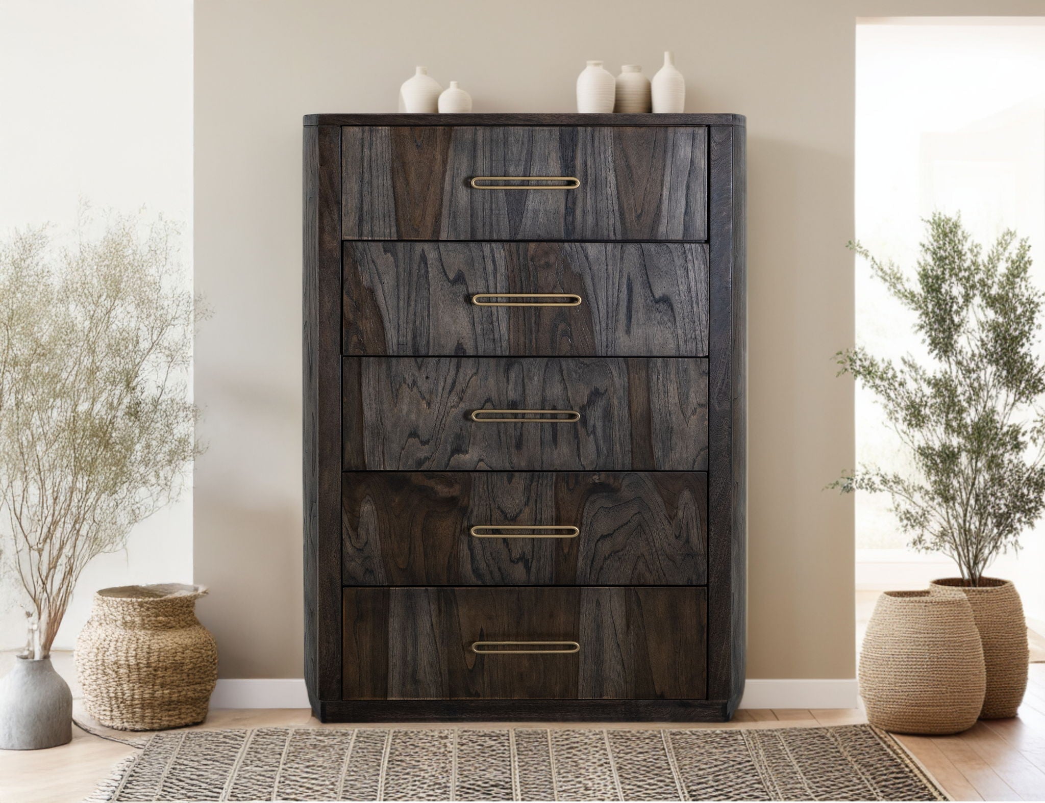 Balam 5-Drawer Chest in Oil Black