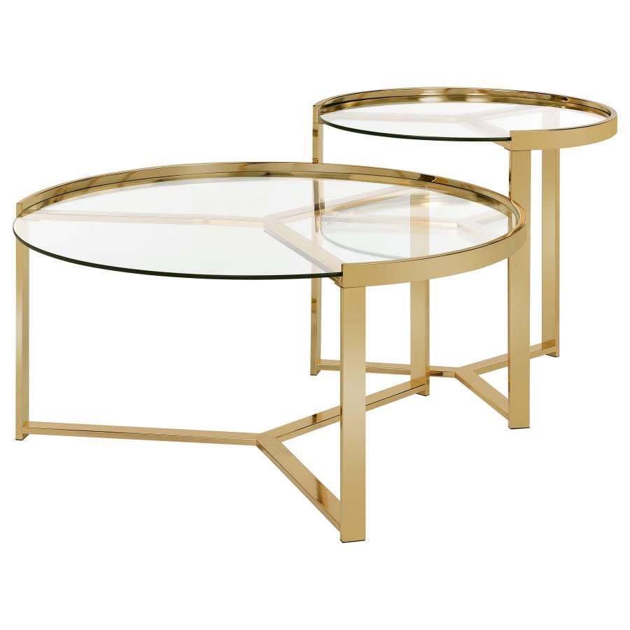 Delia 2-Piece Round Glass Top Nesting Coffee Table