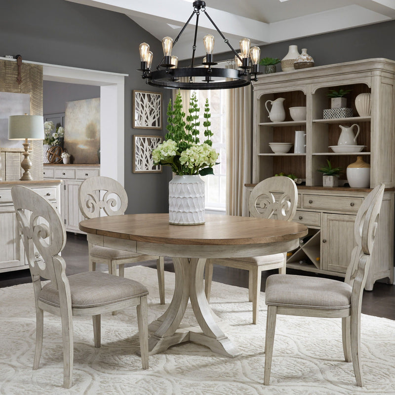 Farmhouse Reimagined Pedestal Table 12-Inch Removable Leaf